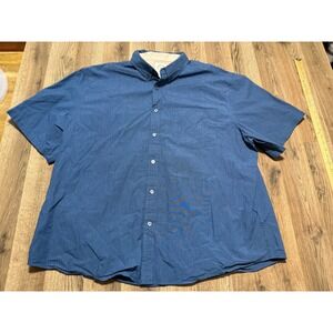 Dubinik Mens 3XL Blue Short Sleeve Button Down Shirt Textured Pocket Casual
